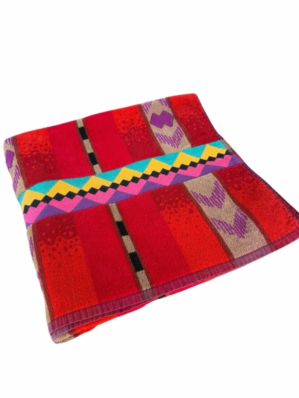 VTG Royal Terry Geometric Southwestern Large Beach Towel Colorful Brazil 34x67